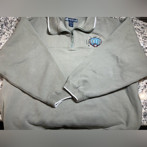 Big Dogs Quarter Zip Pullover Sweatshirt Men’s Size L Gray Embroidered Lucky Dog - Picture 4 of 7